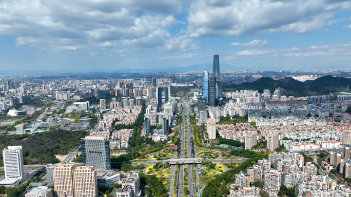 东莞CBD最新航拍城市风光东莞大道国贸