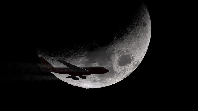 飞机飞过月球4k