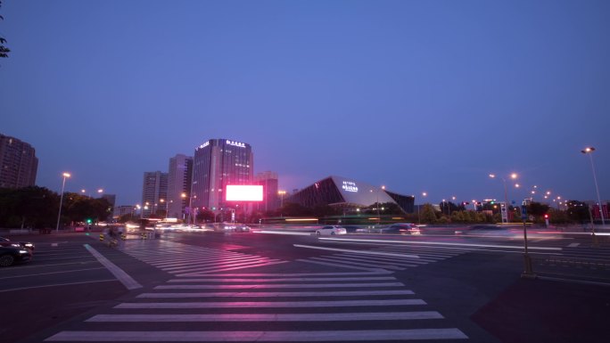 呼和浩特 十字路口 延时 夜景 城市