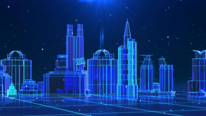 都市 三维 科技 蓝色调 开场 光感