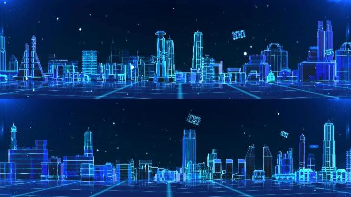 都市 三维 科技 蓝色调 开场 光感