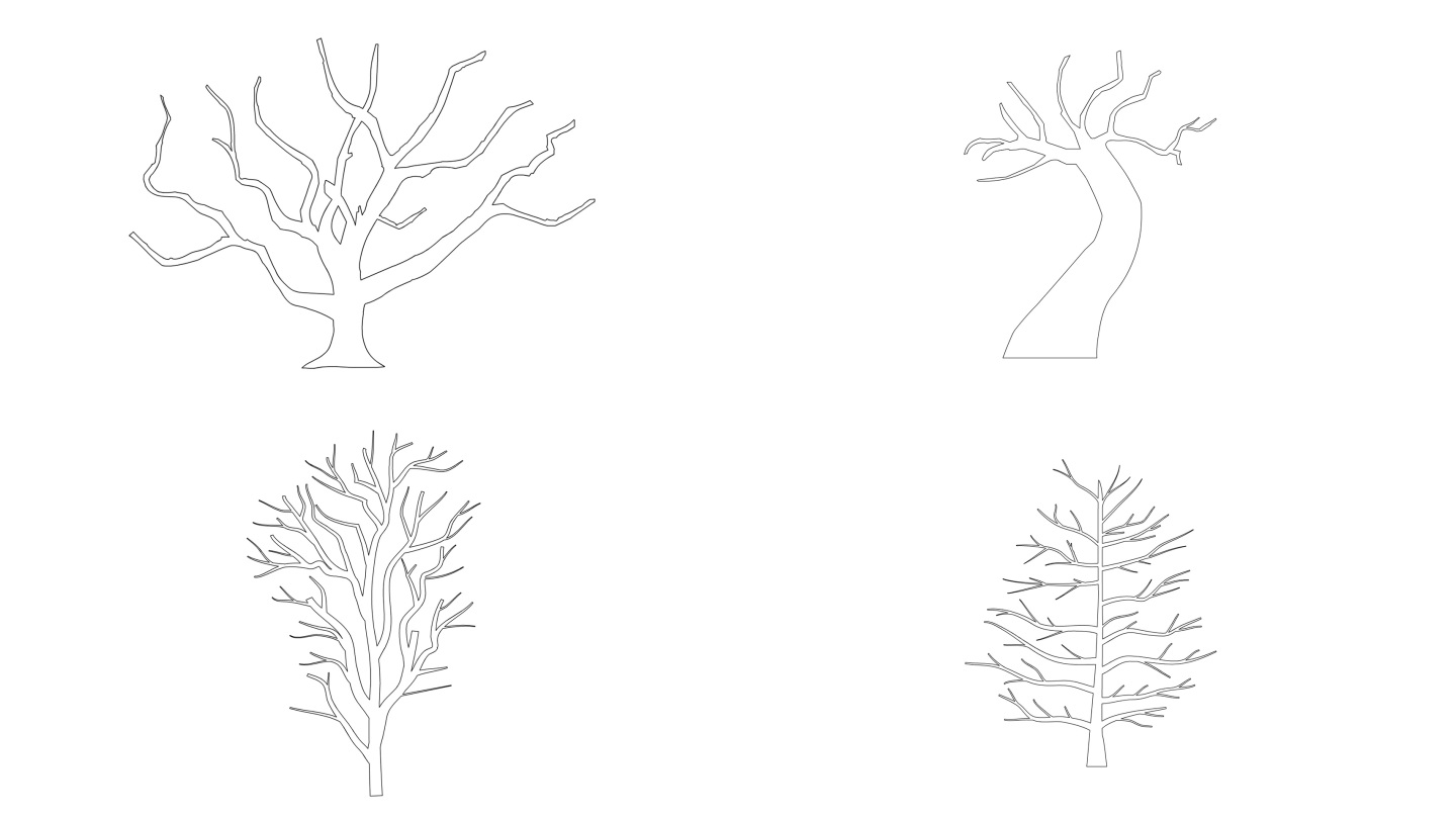 手绘树木png序列图