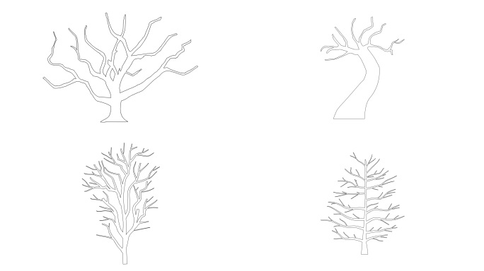 手绘树木png序列图