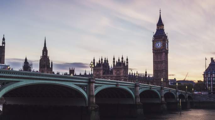 英国伦敦议会大厦时光流逝行云流水地标