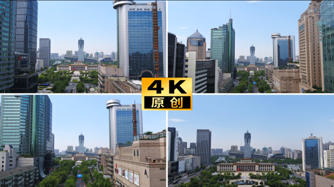 4K杭州大厦 地标 航拍 推拉