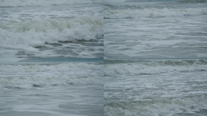 伤感大海海浪近景，涨潮特写空镜头