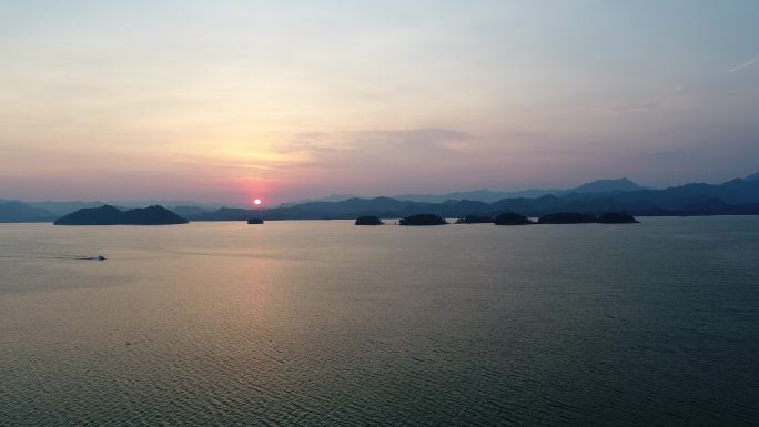 千岛湖夕阳航拍视频