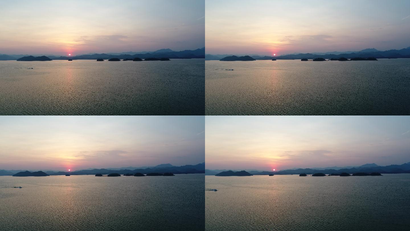 千岛湖夕阳航拍视频