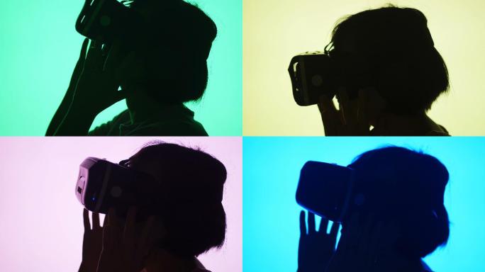 体验VR的女人眼镜人机互动虚拟科幻未来