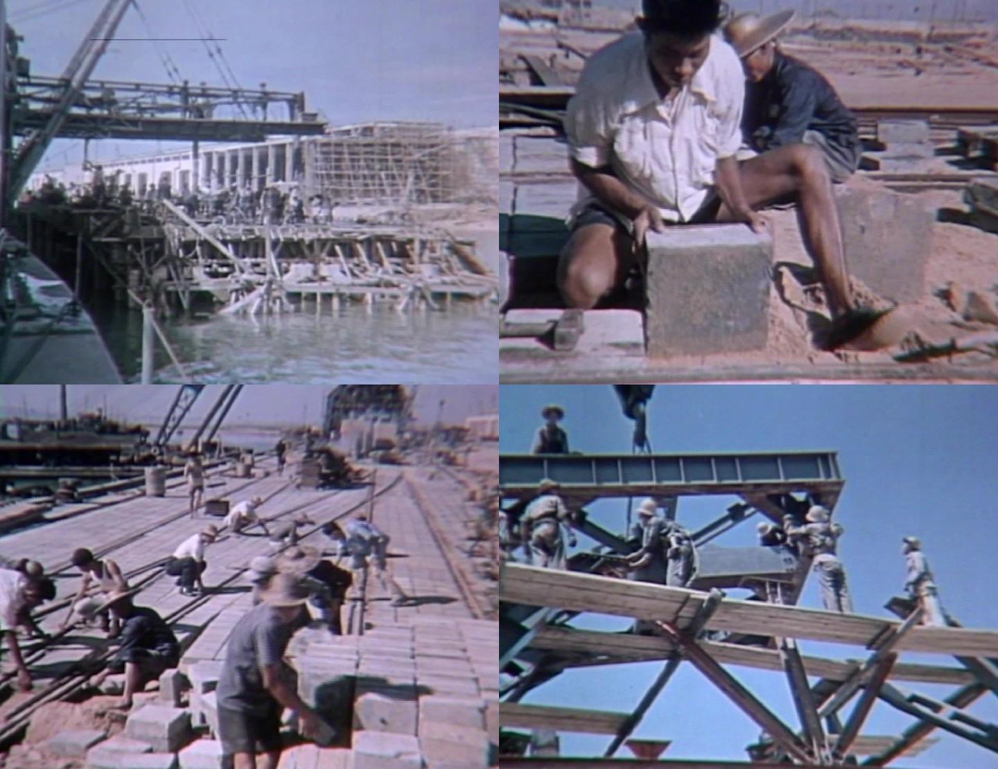 湛江港开工建设码头港口建设施工50年代