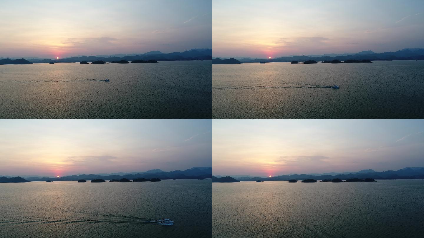 千岛湖傍晚航拍视频