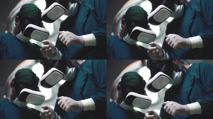 佩戴虚拟VR眼镜的医生