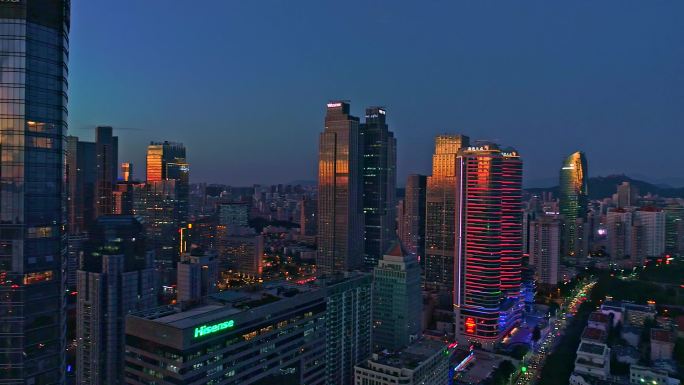 青岛 城市 夜景 繁华 车水马龙