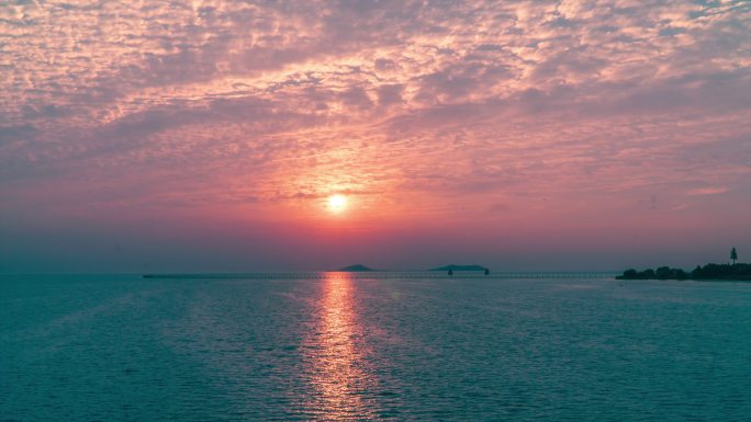 太湖大桥日落风景延时