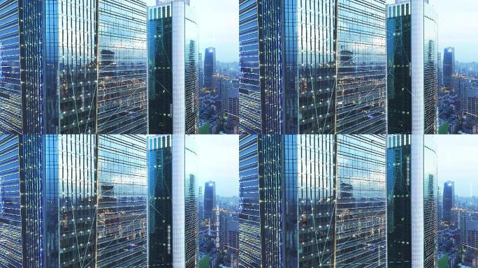 智慧城市科技感点线连接高楼大厦商务高楼