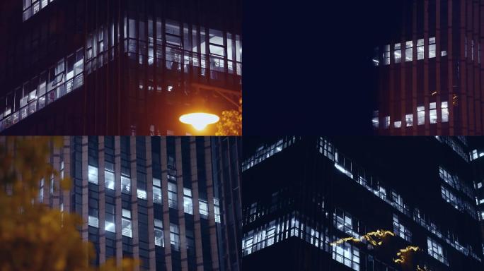 4K办公楼加班-城市夜景空镜