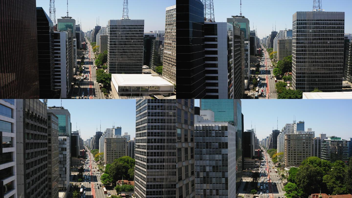 巴西圣保罗保利斯塔大道及周边建筑鸟瞰图