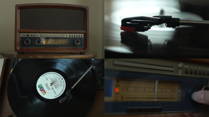 复古收音机黑胶唱片