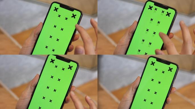 使用智能手机绿色屏幕进行特写