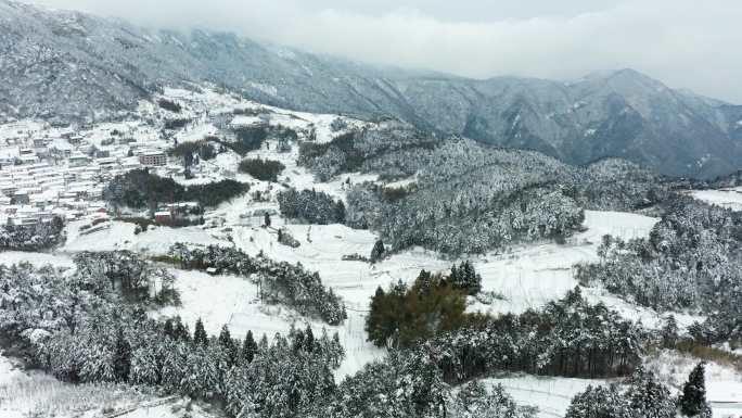 金华北山盘前村雪景风光4K航拍