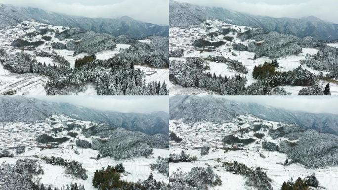 金华北山盘前村雪景风光4K航拍