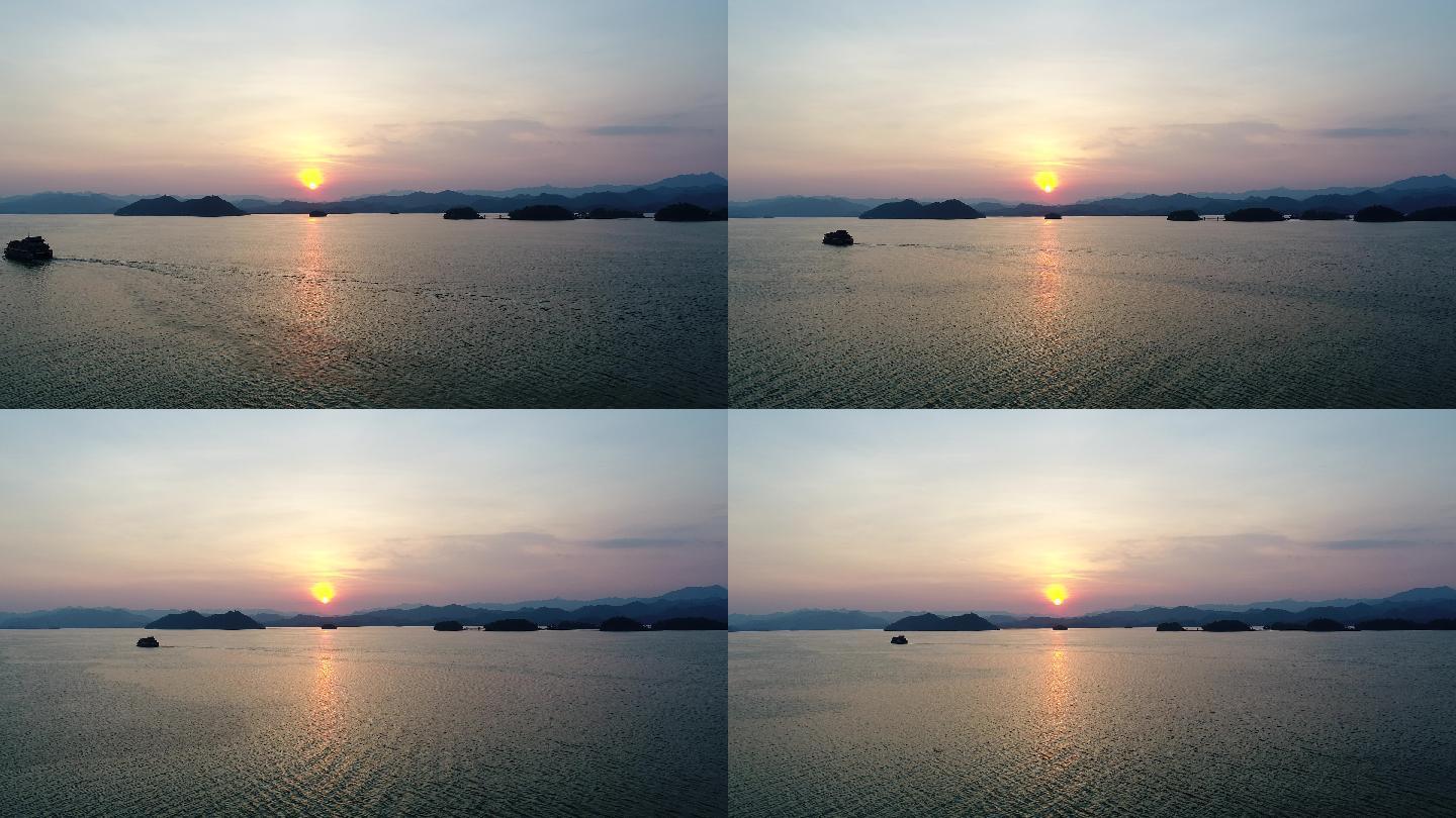 千岛湖黄昏航拍视频