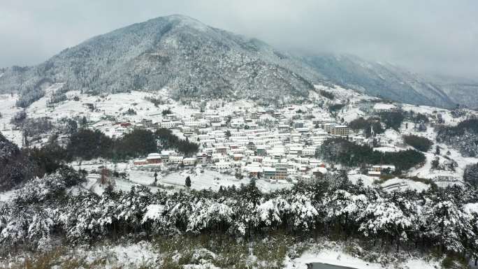 金华北山盘前村雪景风光4K航拍