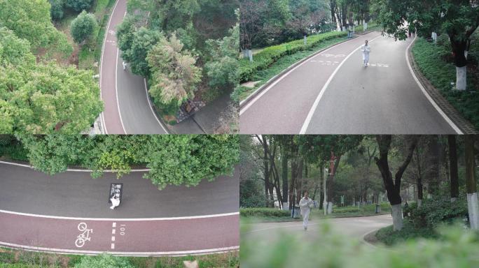 公园写意慢跑