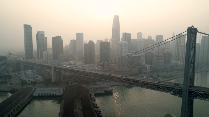 旧金山湾地区城市建筑快速发展航拍延时国外