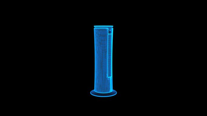 蓝色线框全息科技空调柜机动画带通道