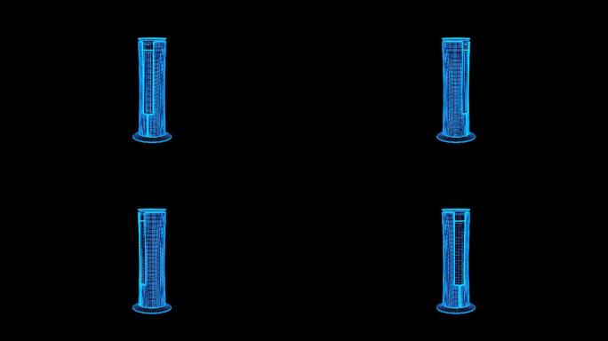 蓝色线框全息科技空调柜机动画带通道