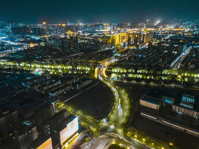 许昌市许都桥夜景航拍延时