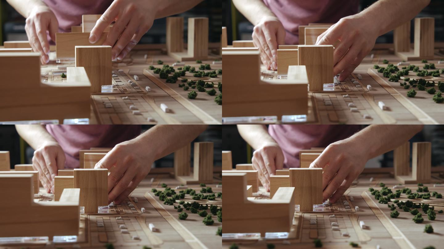 木匠制作了一个建筑微型模型