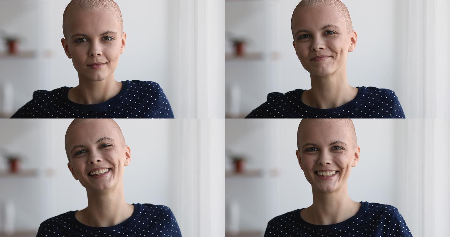 微笑的女人癌症晚期白血病化疗病人