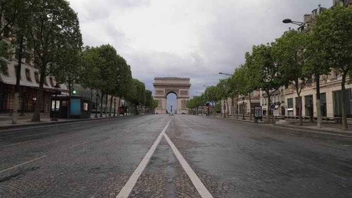 城市建筑法国疫情巴黎封控香榭大道