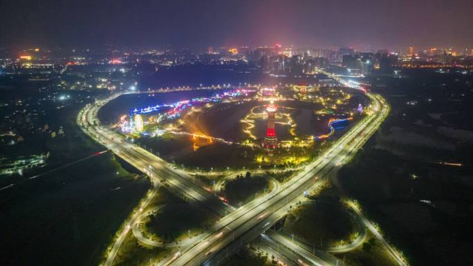 广西贵港园博园立交夜景