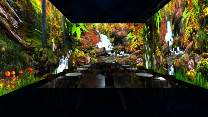 8K森林流水环幕全息投影视频素材