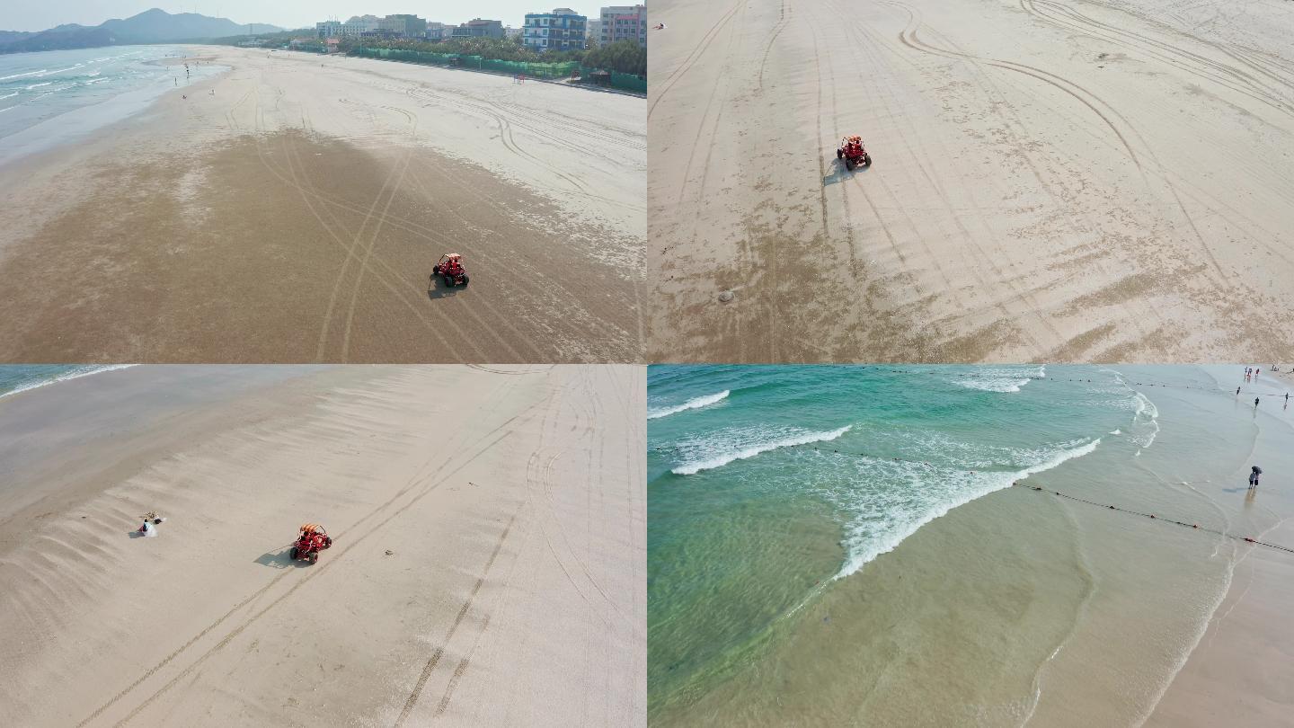 沙滩上行驶的沙滩车