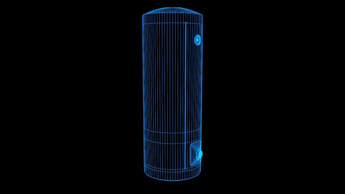 蓝色线框全息科技电热水器动画带通道
