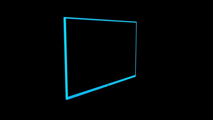 蓝色线框全息科技电视机动画带通道