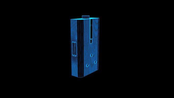 蓝色线框全息科技燃气热水器动画带通道