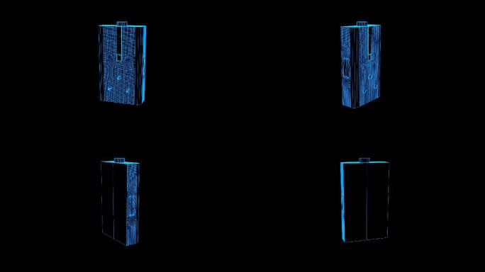 蓝色线框全息科技燃气热水器动画带通道