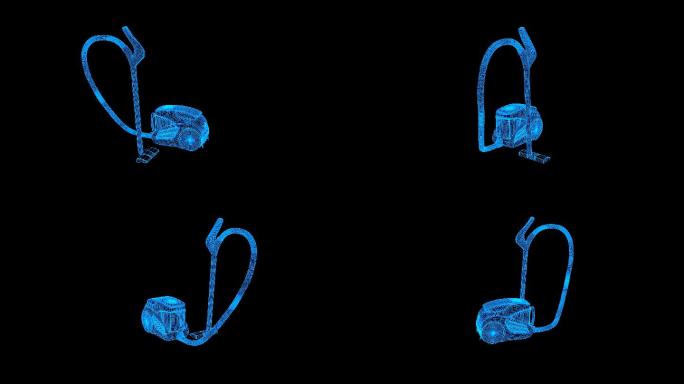 蓝色线框全息科技吸尘器动画带通道