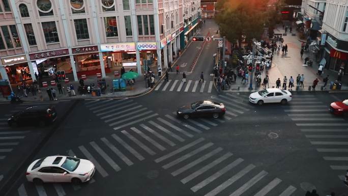 都市斑马线车流慢镜头背景视频素材