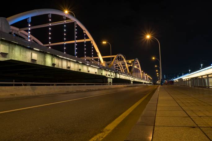 陕西 西安 浐灞广运大桥 夜景延时