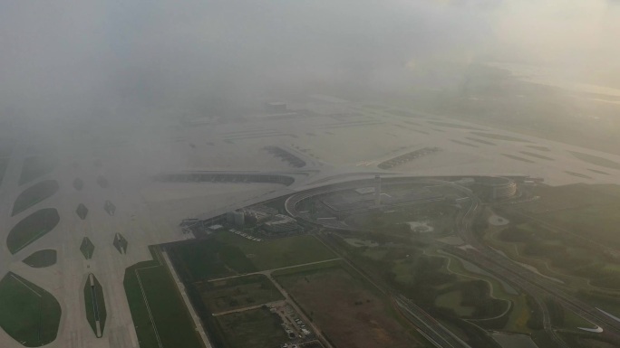 青岛胶东机场1080p航拍日出
