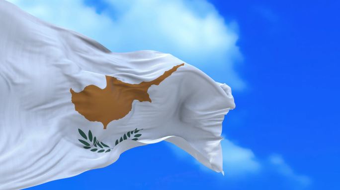 塞浦路斯国旗塞浦路斯岛图橄榄枝白色背景旗