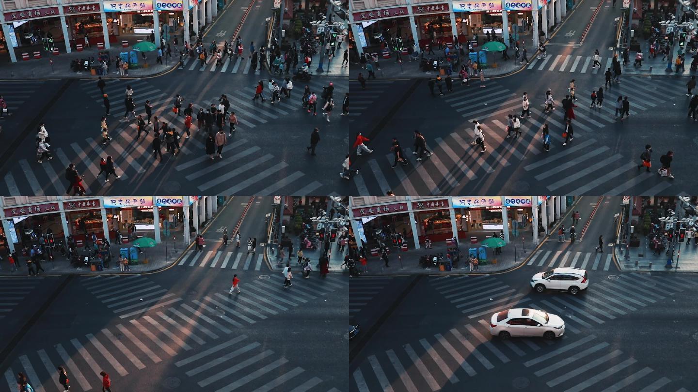 都市斑马线人流慢镜头背景视频素材