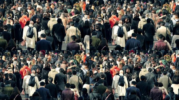 一群商人早上去工作