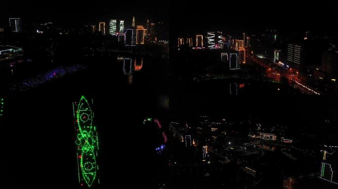 咸宁城市夜景航拍